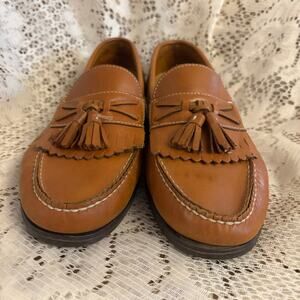 French Shriner Men's US 11 W Tan Leather Tassel Loafers Shoes